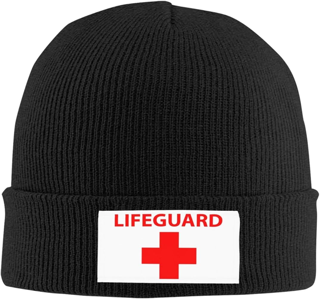 Funny-Lifeguard-Cross-Gifts Black Winter Hats for Men Beanie Hats for Women Knit Hats Watch Cap