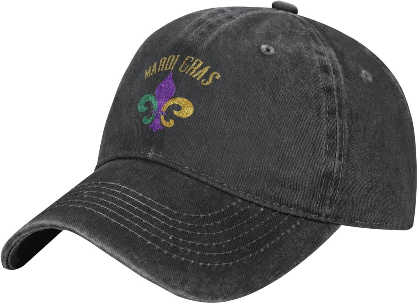 Cotton Baseball Cap Mardi-Gras-Fleur-De-Lis-Glitter Dad Hat Adjustable Polo Trucker Unisex Style Headwear Black