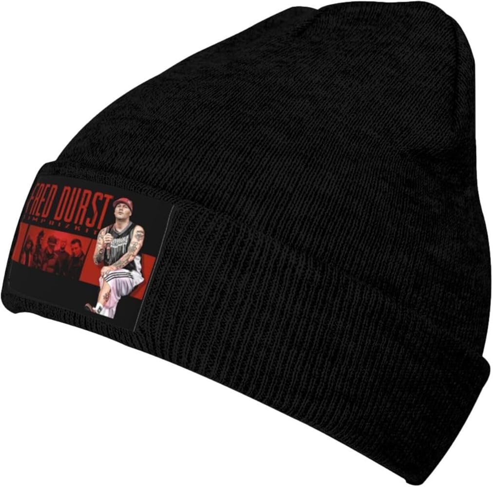 Fred Rapper Durst Beanie Hat Unisex Adult Warm Daily Knit Ribbed Cap Thermal Winter Stylish Toboggan Beanies Caps for Men Women Black