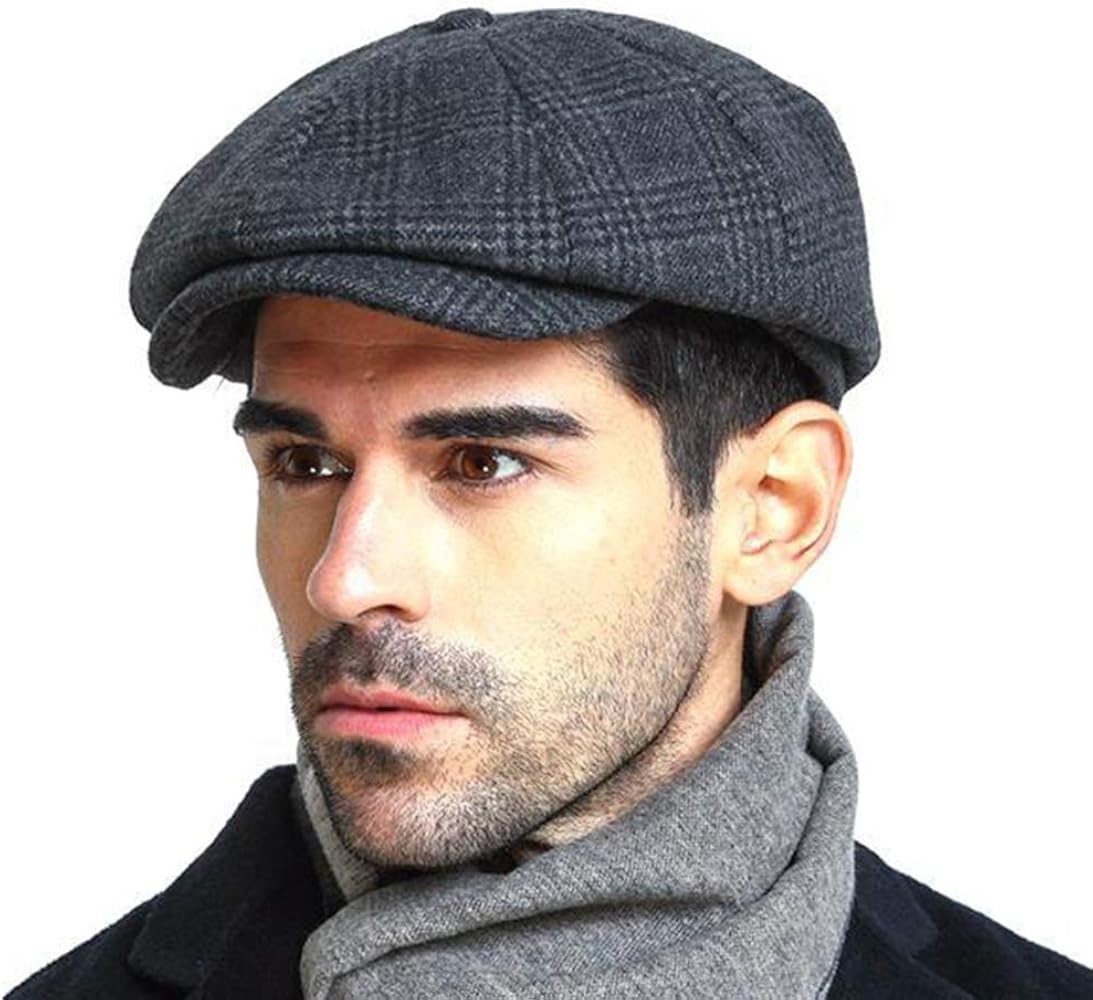 Fashion Men’s Classic Newsboy Gatsby Hat Blend Wool Vintage Flat Ivy Cabbie Cap Boyfriend Gifts(Medium/Large/X-Large)