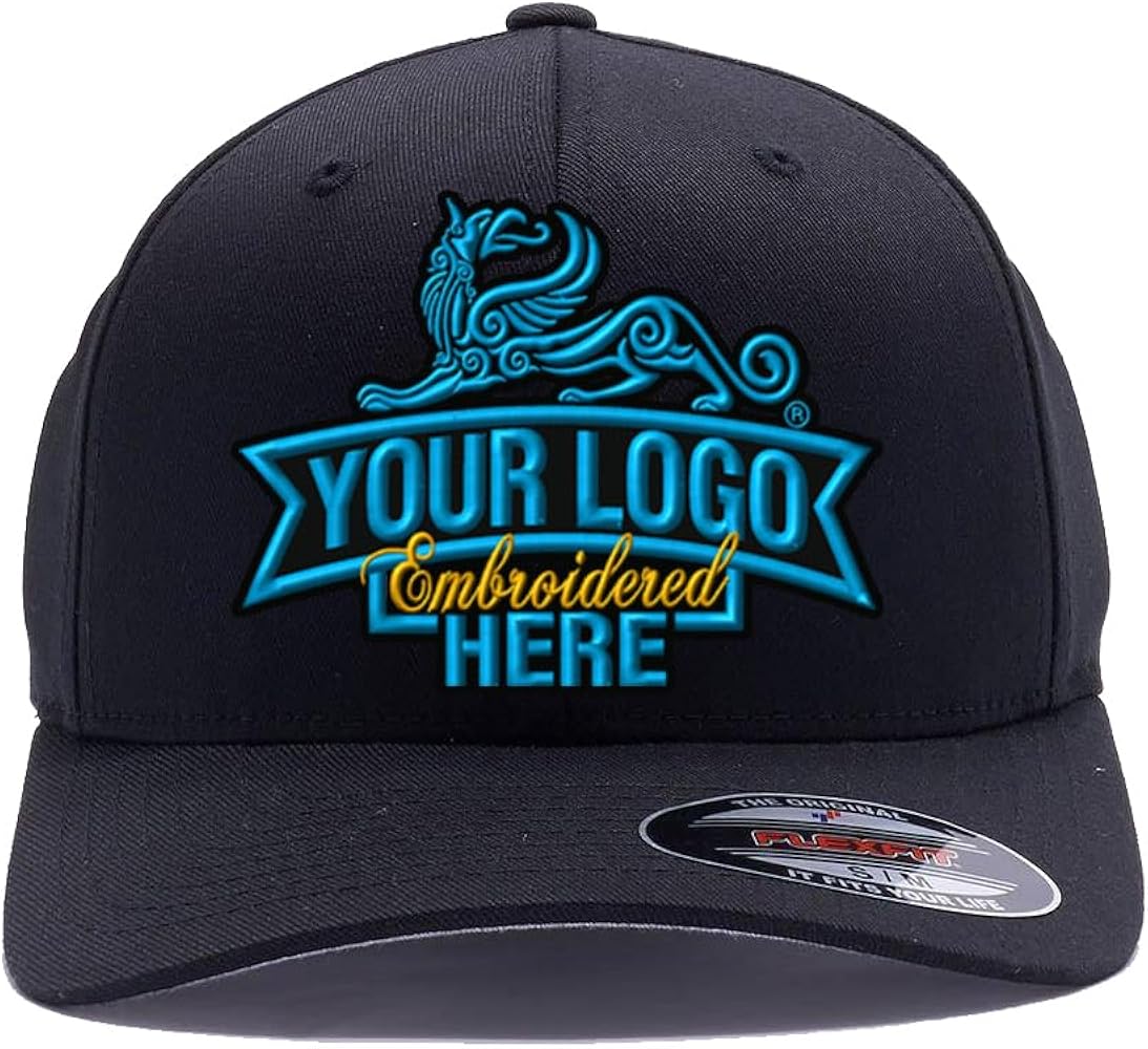 Custom Embroidered Flexfit hat. Flexfit 6277/6477 baseball cap. Place Your Own LOGO or Design