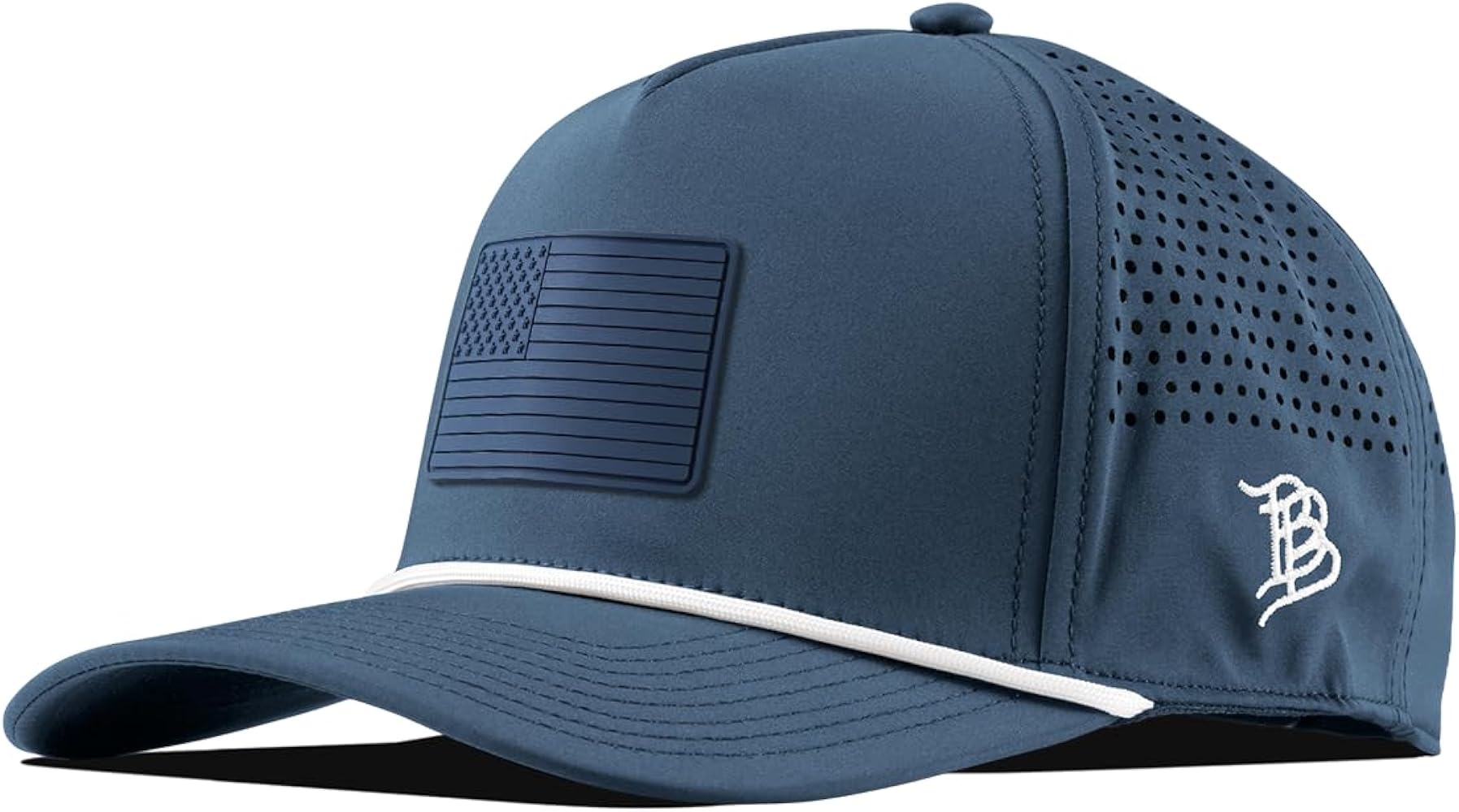 Branded Bills Old Glory Stealth PVC Curved 5 Panel Rope, Snapback Closure, Lightweight, Comfortable Baseball Cap