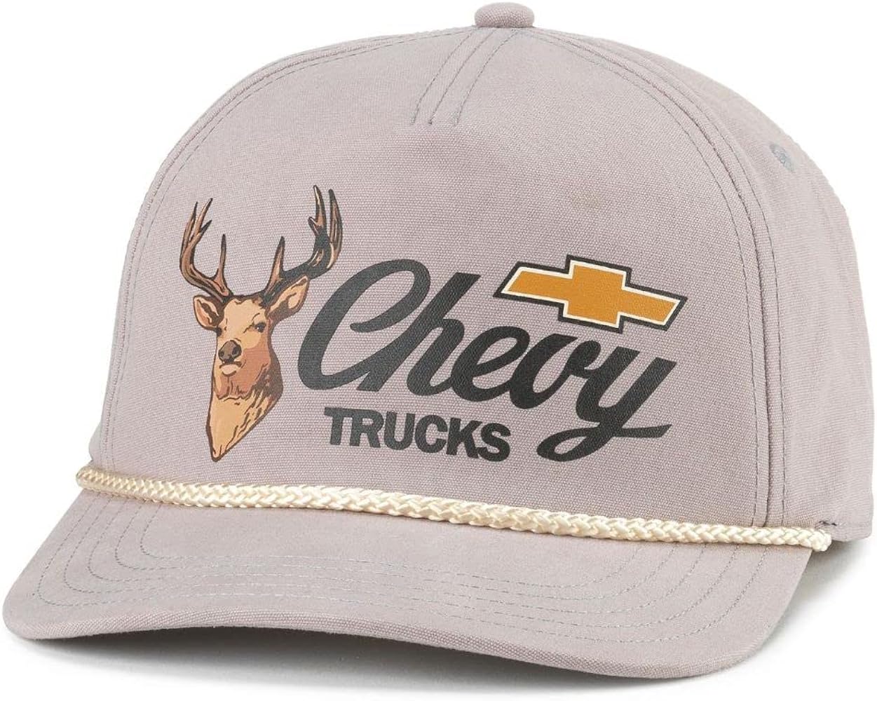 AMERICAN NEEDLE Chevrolet Canvas Cappy Adjustable Snapback Baseball Trucker Hat (23005A-CHEVY-GRY)