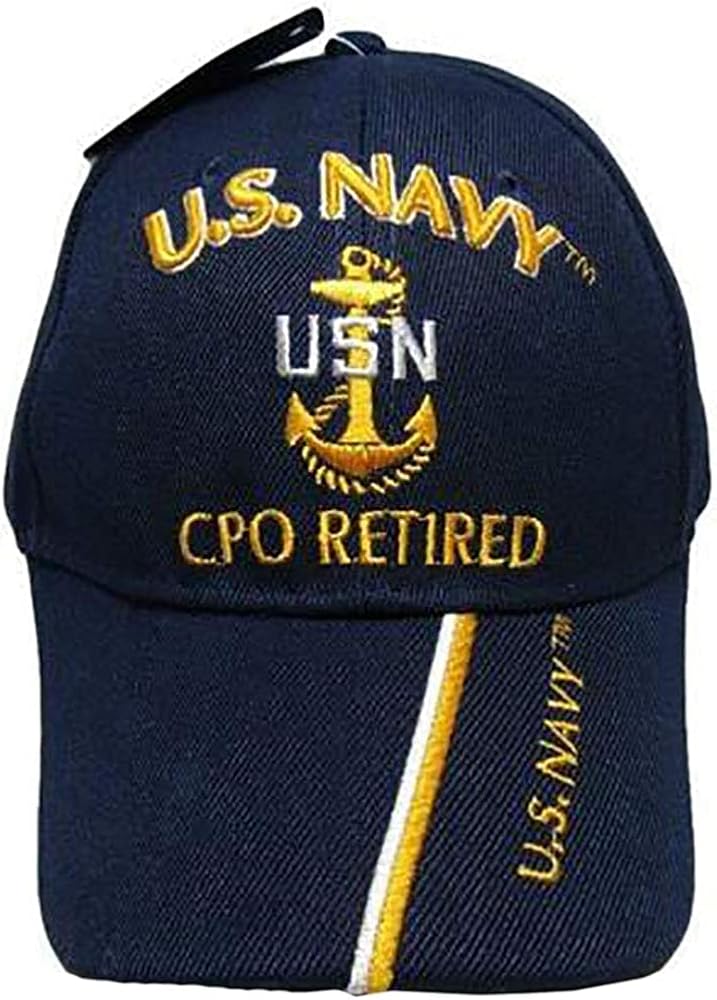 Flakita's Novelties U.S. Navy Chief Petty Officer CPO Retired USN Ball Cap Hat Embroidered 3D (Licensed) TOP