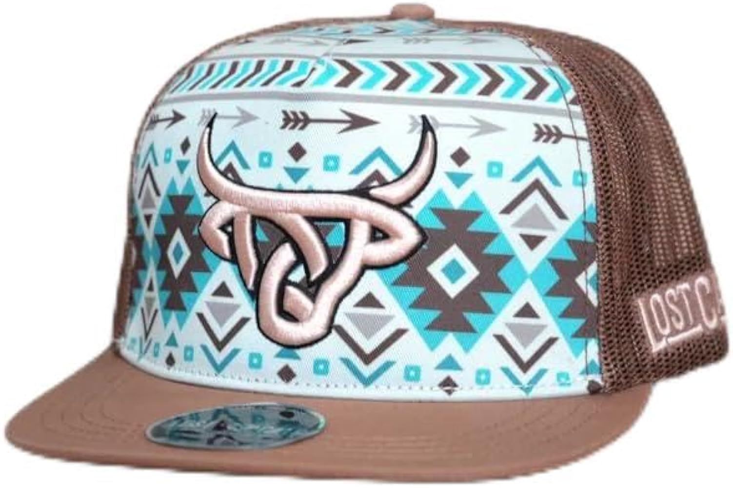 3D Brown Logo Turquoise Aztec - Hats Cap, One Size-X-Large