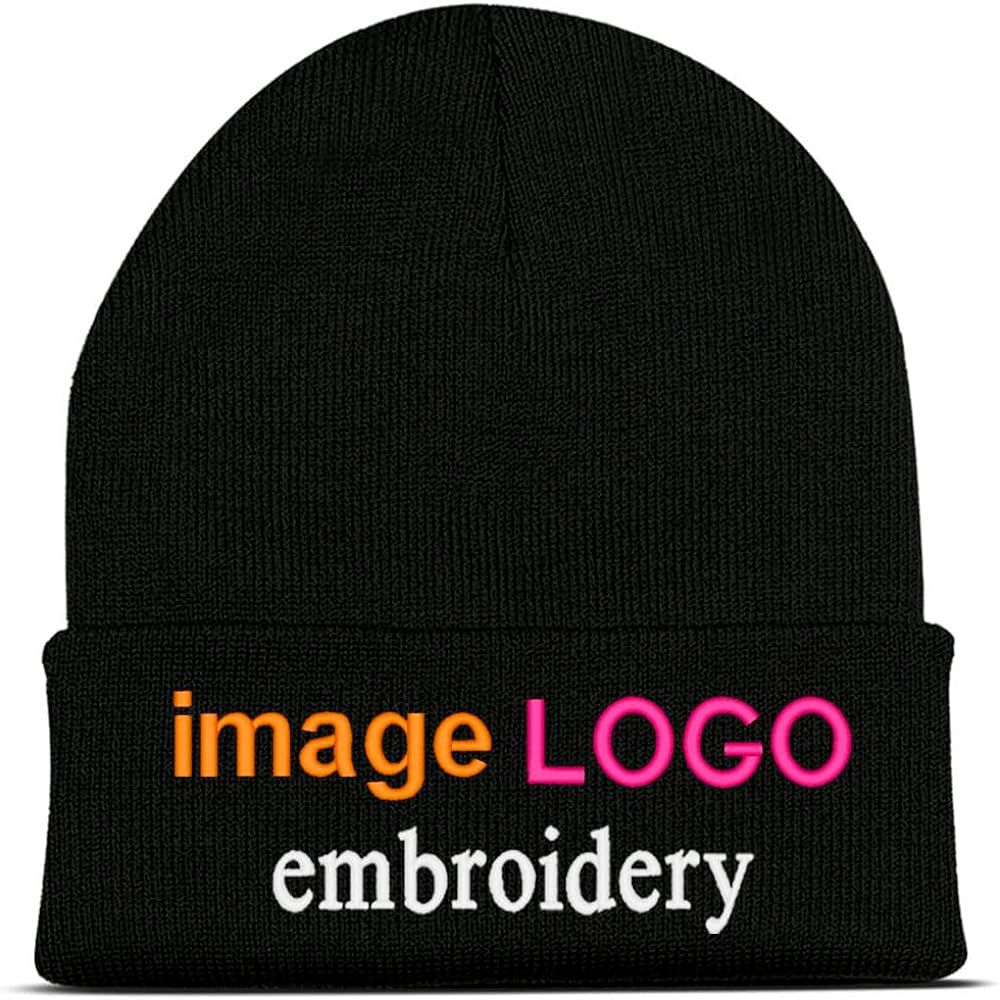 Personalized Custom Beanies Hats with Embroidery Text Logo Name Beanie Hat for Men Women Warm Winter Knit Cuff Beanie Cap