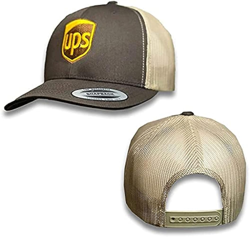 UPS Embroidered Mesh Snapback Yupoong Adjustable Trucker Brown Hat Snapback