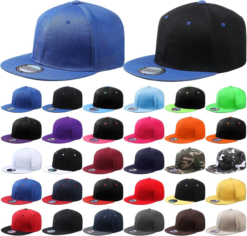 Hicarer 30 Pcs Hats for Men, Flat cap Bulk Plain Flat Brim Baseball Caps