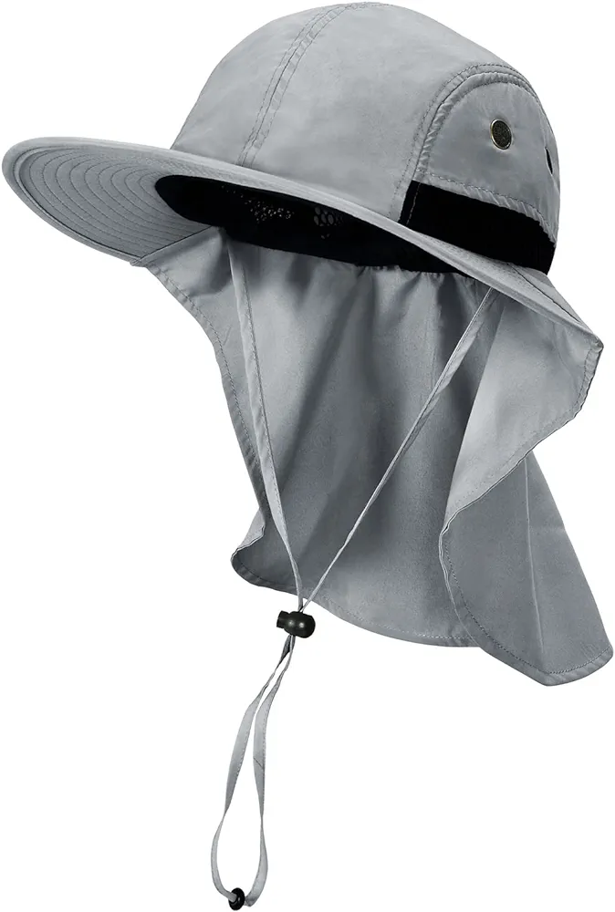 Neck Flap Sun Hat with Wide Brim - UPF 50+ Hiking Safari Fishing Caps for Men and Women, Perfect for Outdoor Adventures