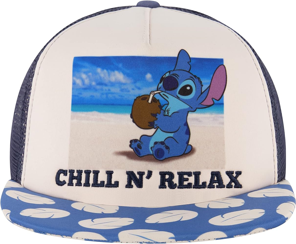 Disney Stitch Trucker Hat, Chill N Relax Skater Baseball Cap, Multi, One Size