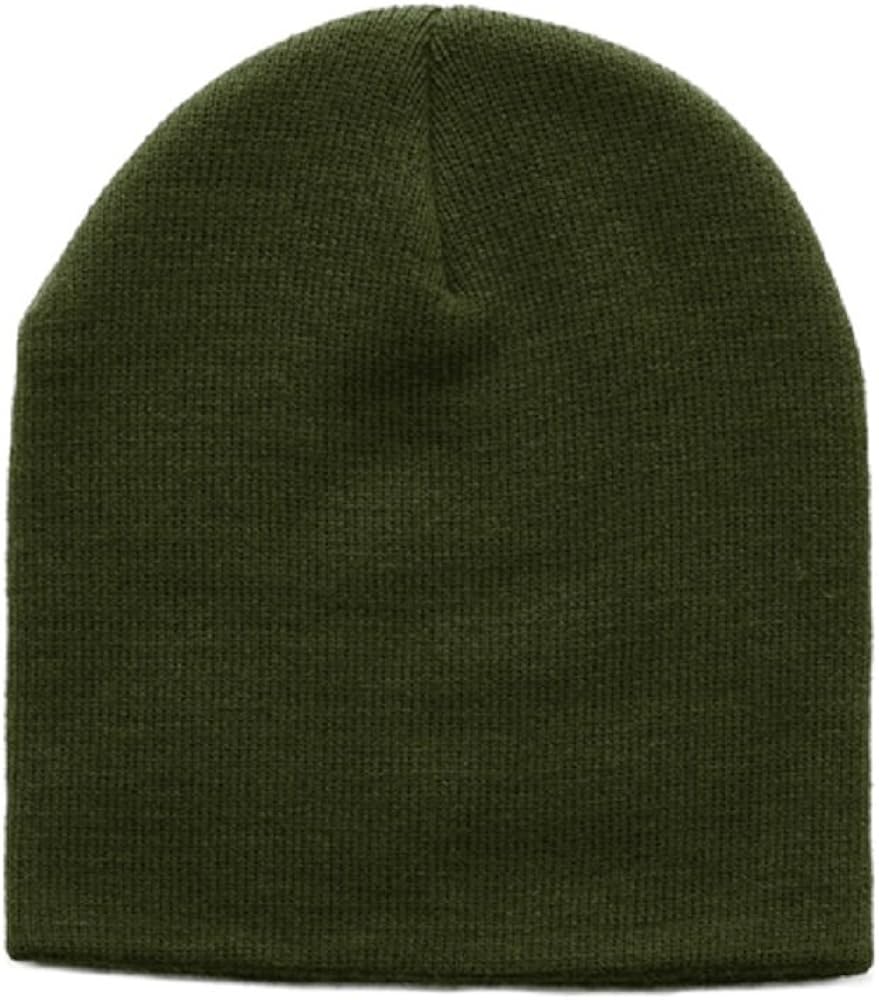 MG Plain Short Beanie Skull Cap Ski Skate Hat 8", Olive