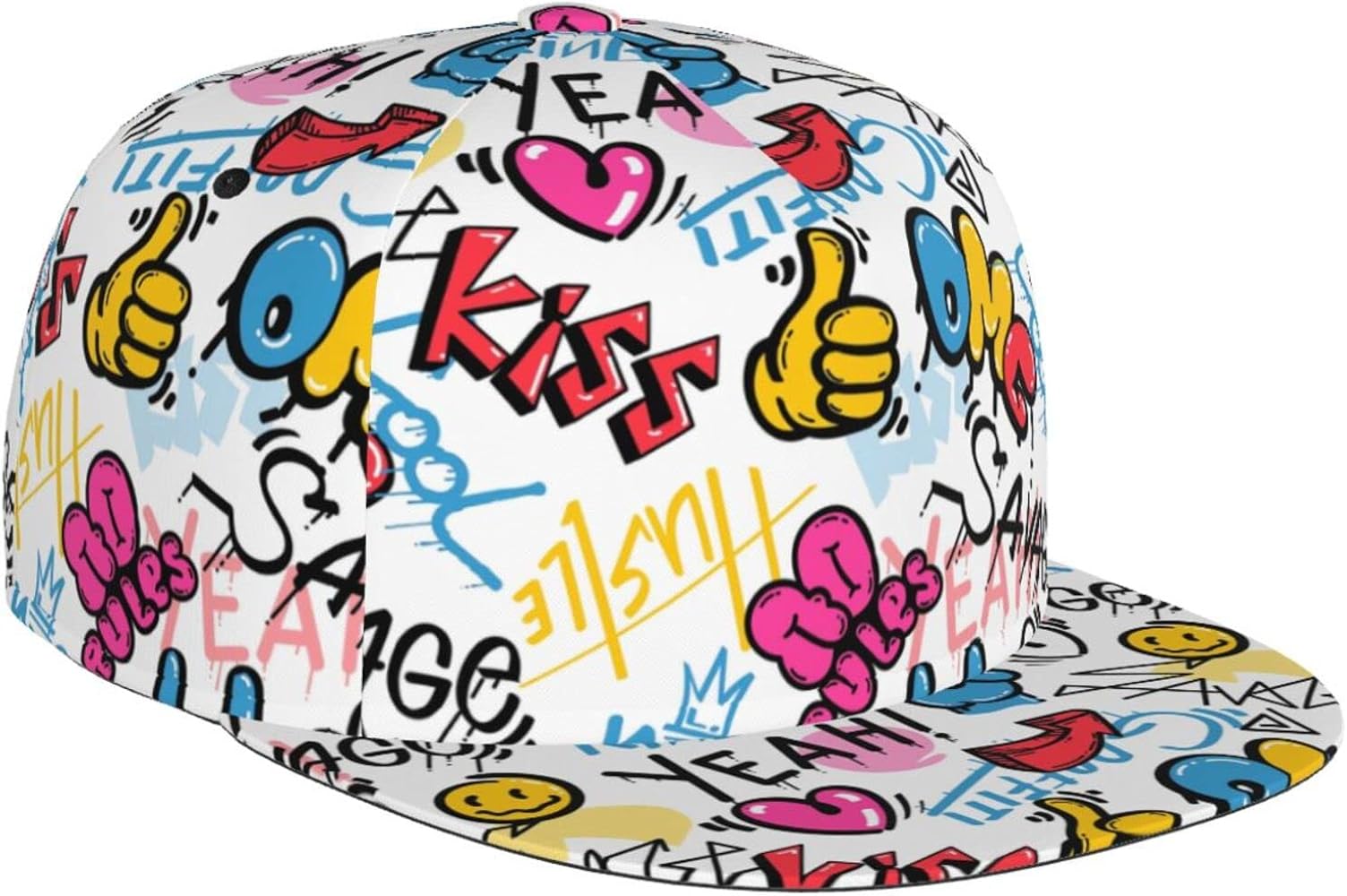 Stylish Hip Hop Style Adjustable Snapback Cap for Men and Women Sun Cap Graffiti Cap Doodle Baseball Cap