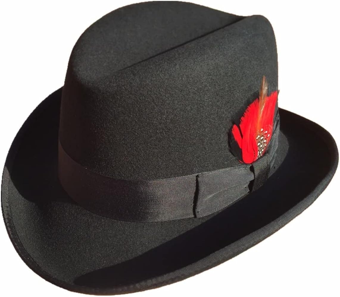 Felt Fedora Hat Classic Wool Felt Homburg Godfather Fedora Bowler Hat for Men Women