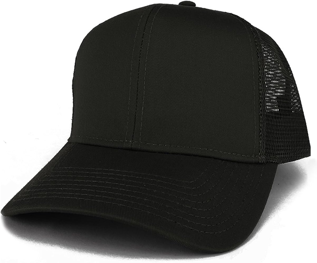 XXL Oversize High Crown Adjustable Plain Mesh Back Trucker Baseball Cap