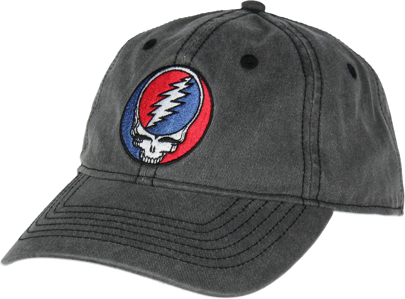 Bioworld Grateful Dead Embroidered Steal Your Face Logo Adjustable Strap Slide Adult Dad Hat Cap OSFM Grey