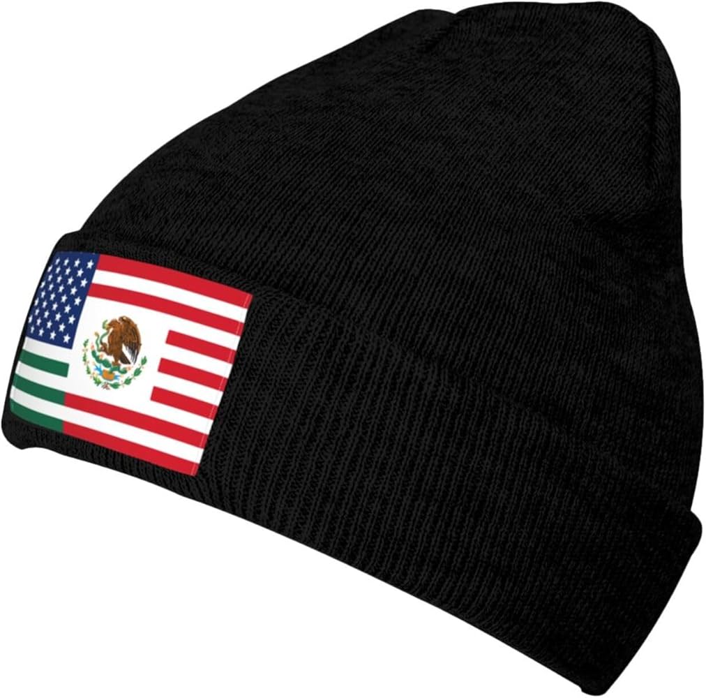 Mexican and American Flag Beanie Hats Soft Stretch Fishing Caps Winter Warm Men Women's Ski Caps