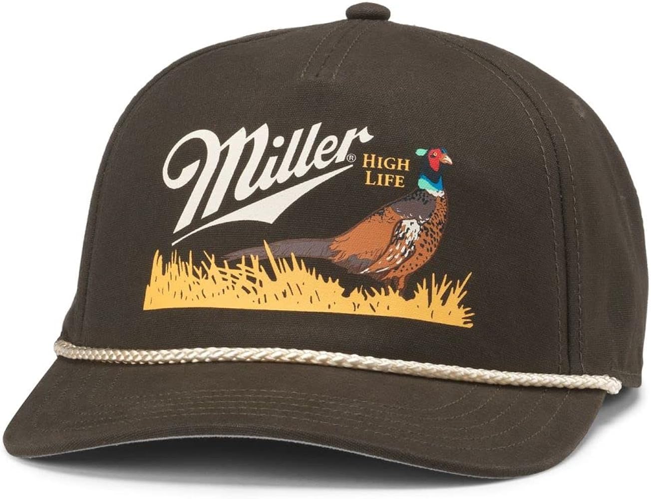 AMERICAN NEEDLE Miller High Life Beer Canvas Cappy Adjustable Snapback Baseball Trucker Hat (23005A-MHL-ARMY)