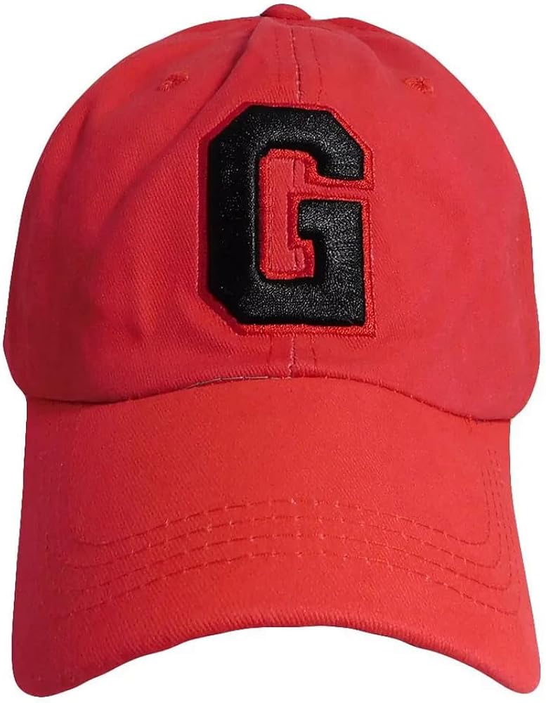 Georgia G Red Washed Old School Cotton Adjustable Embroidered Cap Hat, 7 1/8