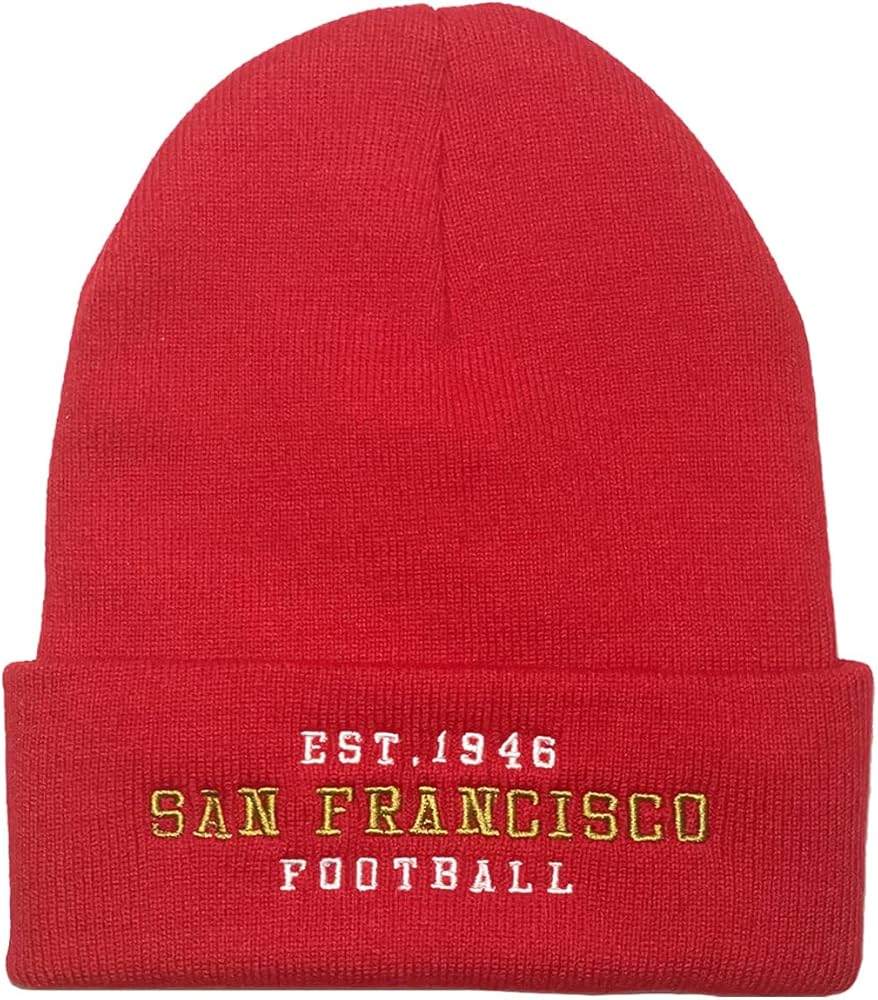 Classic City Football Embroidered Beanie Hat Cuffed Knit Winter Hat Skull Cap Gifts for Men Women