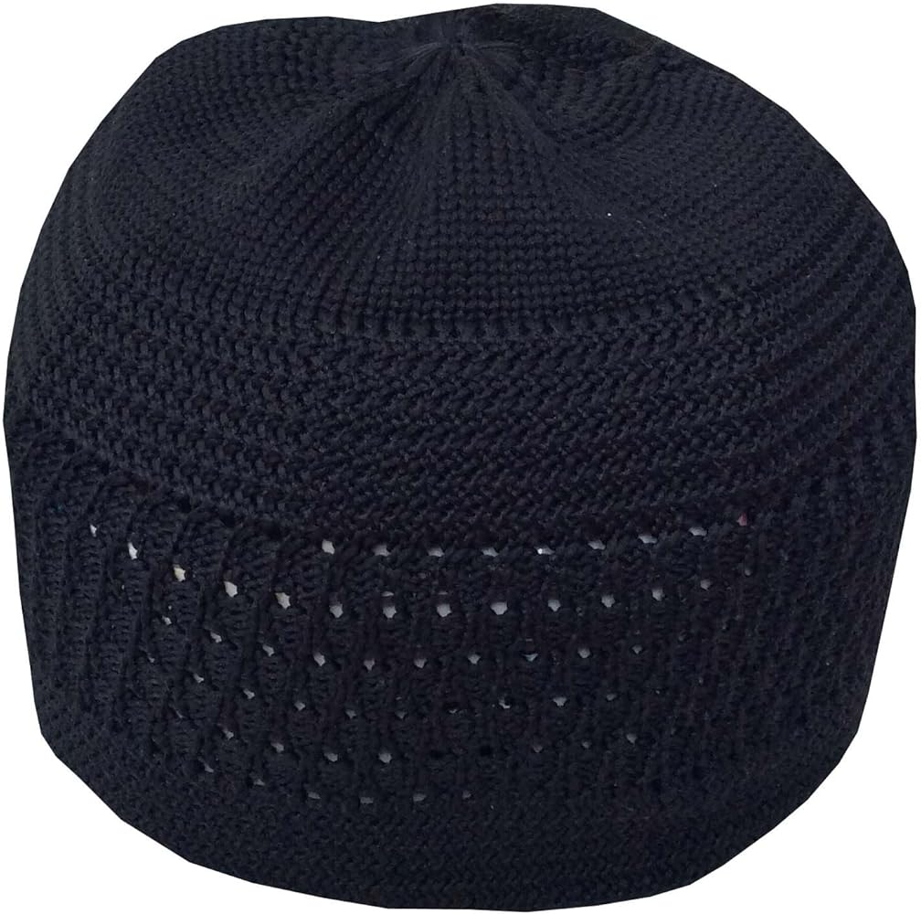 NDA Breathable Beanie Cotton Stretchy Skull Cap Kufi Hats for Men Stretchable Caps | Helmet Liner | Muslim Gifts (One Size, Black)