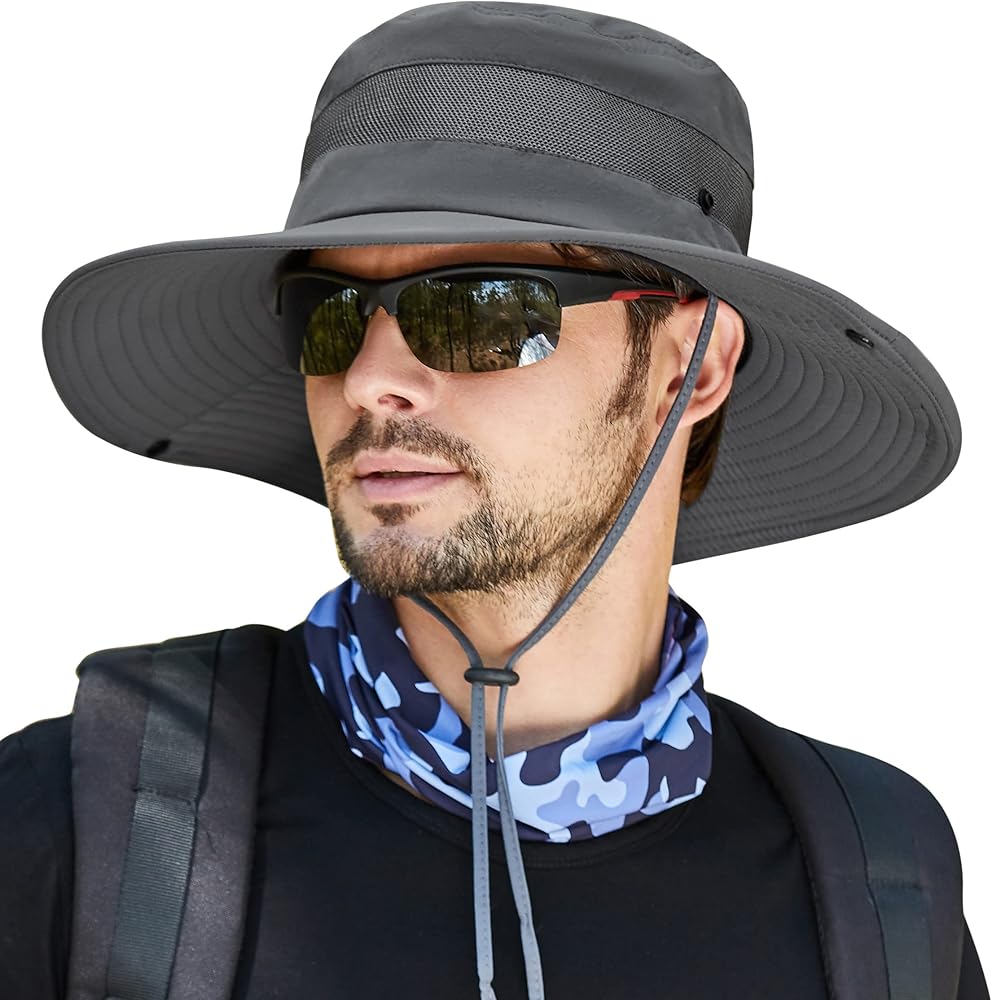 Muryobao Men's Boonie Hat Summer Sun Hat UV Protection Waterproof for Safari Fishing Cap