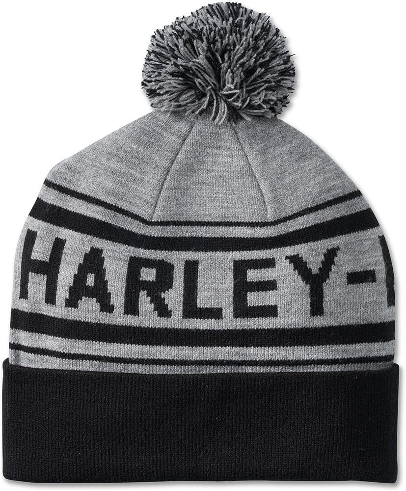 Harley-Davidson Combustion Men's Pom Beanie Cap, Grey - 97657-24VM