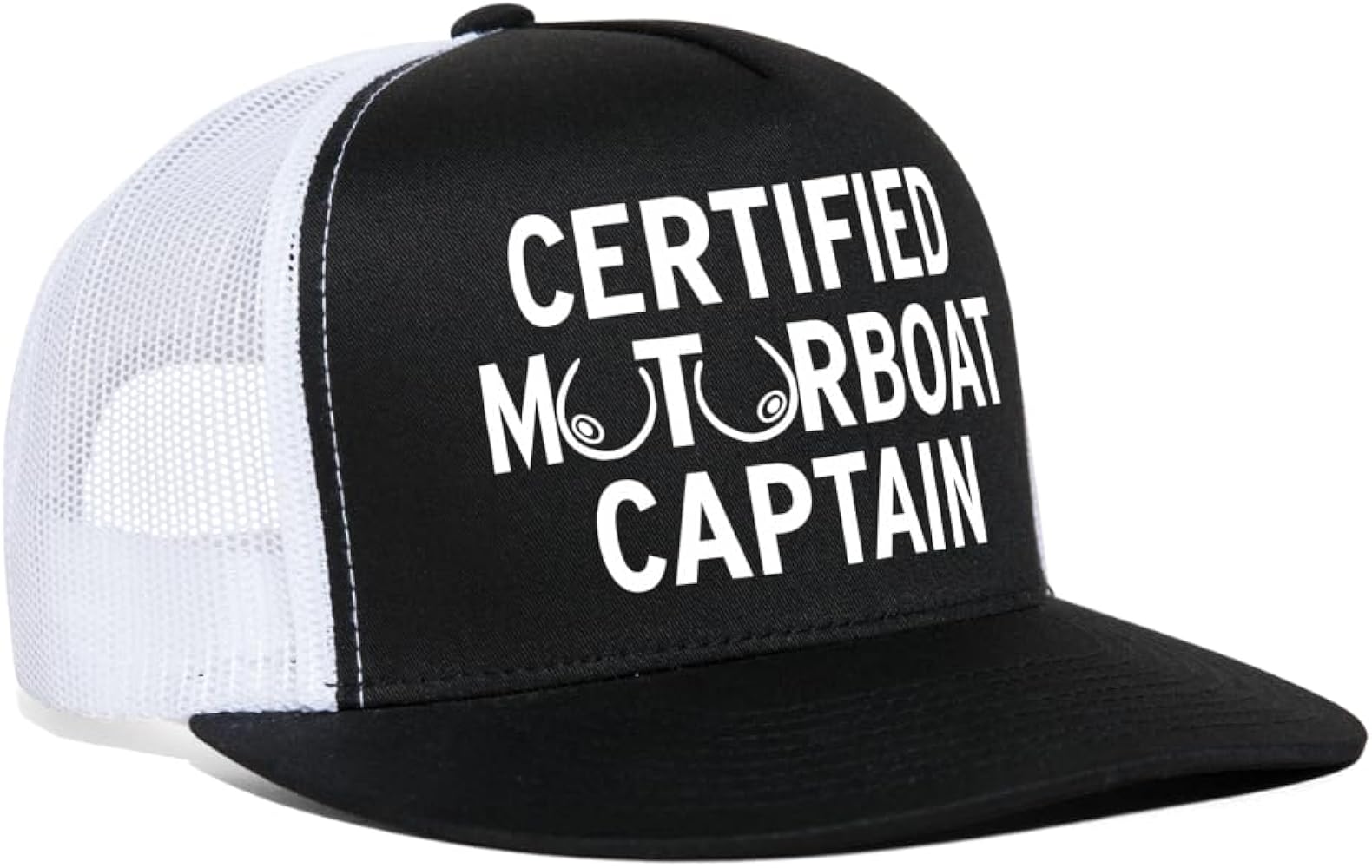 Chudly.com Certified Motorboat Captain Funny Party Boobs Snapback Mesh Trucker Hat