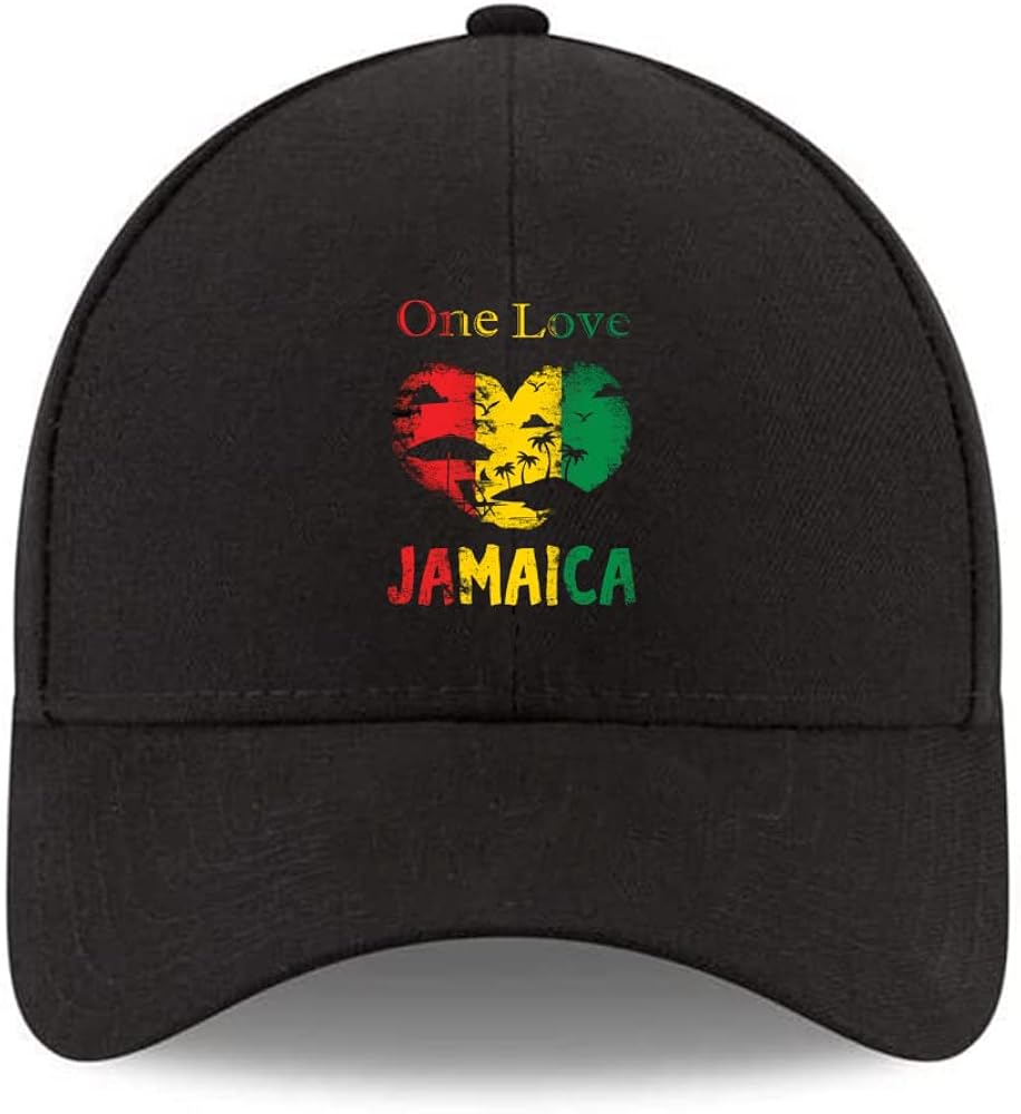 Jamaica One Love Cotton Baseball Hat Trucker Hat for Men Women Retro Vintage Hats Baseball Cap Adjustable Dad Hat Classic Black