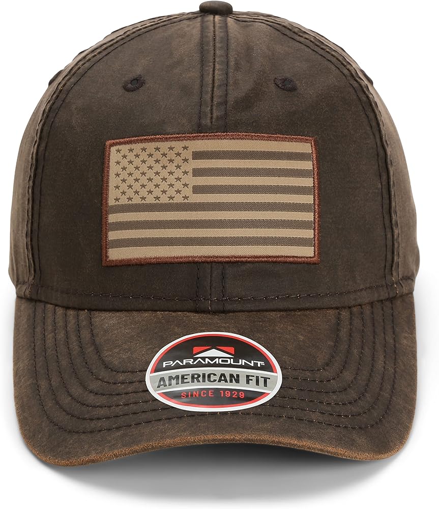 Waxed Cloth American Flag Cap American Fit US Flag Cap Fits Head Size MD - 2X