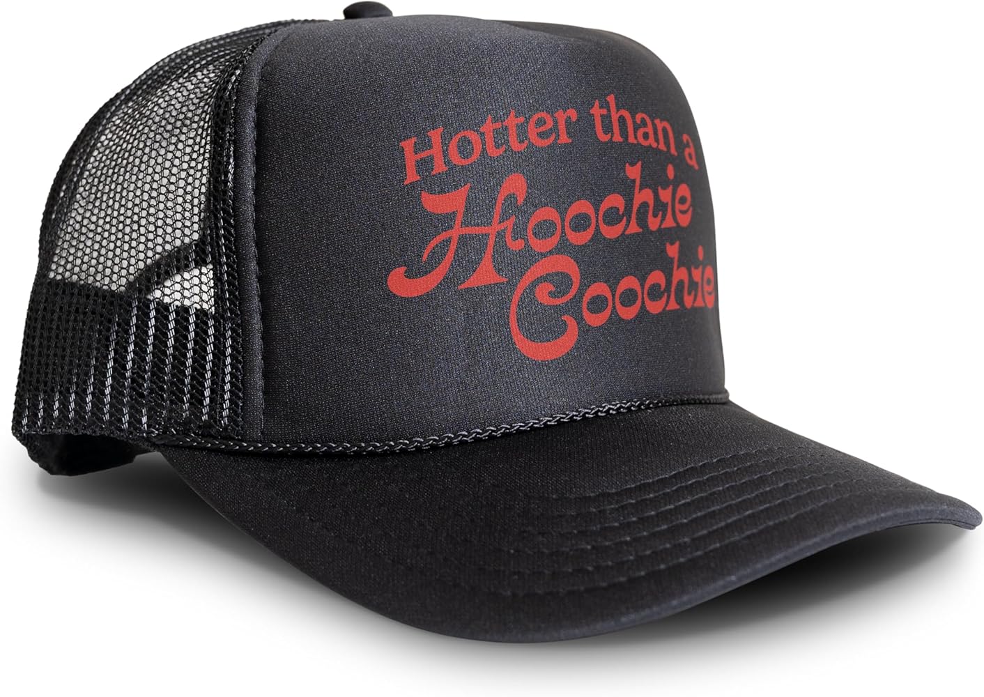 Black Rabbit Hotter Than A Hoochie 90s Country Retro Trucker Hat