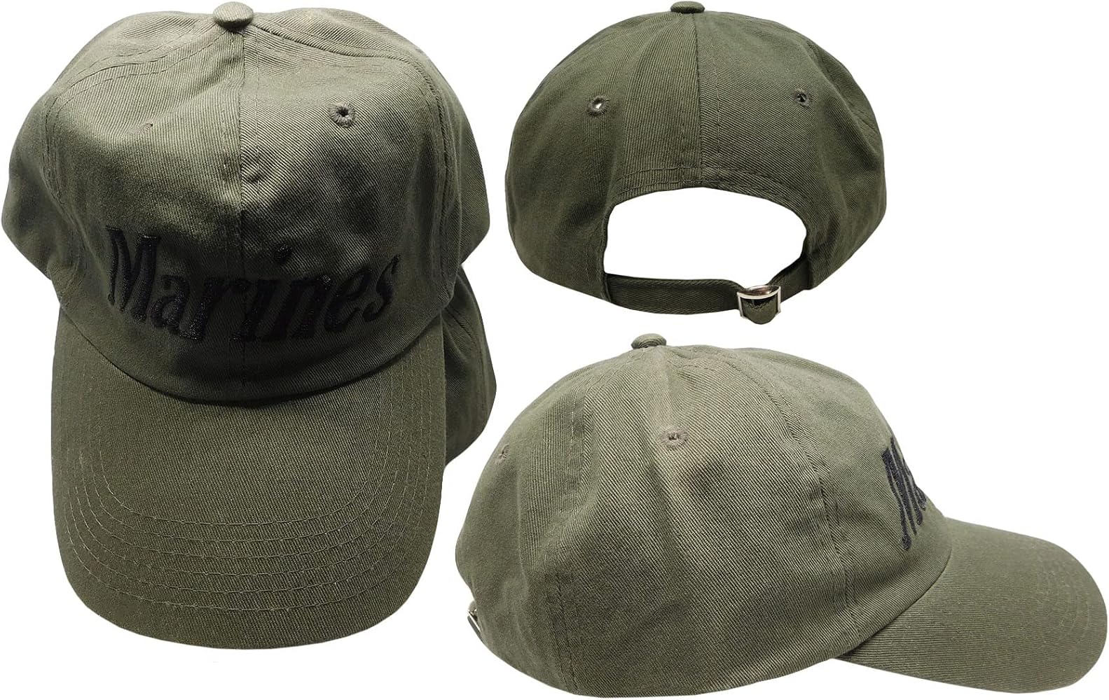 Marines 3-D Lettering Tactical Olive Drab Green Cotton Adjustable Embroidered Baseball Hat Cap Officially Licensed