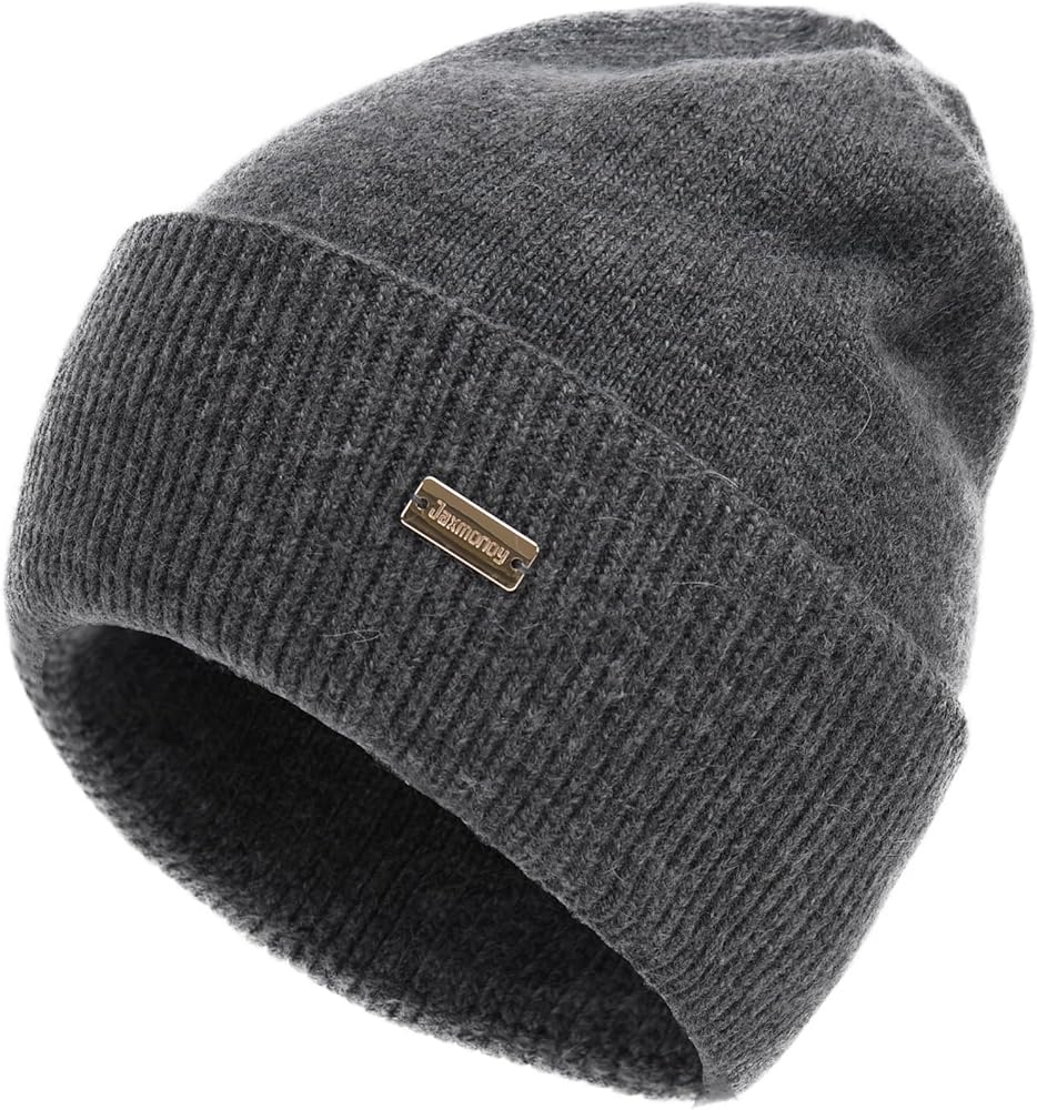 jaxmonoy Wool Knit Beanies Winter Hats for Women and Men Soft Cashmere Warm Double Layer Ladies skull Beanie caps