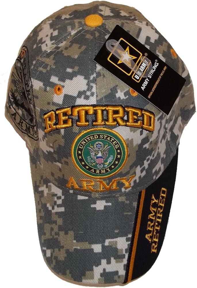 Retired Army Camo w/ Seal Embroidered Baseball Cap Hat USA US Military Licensed