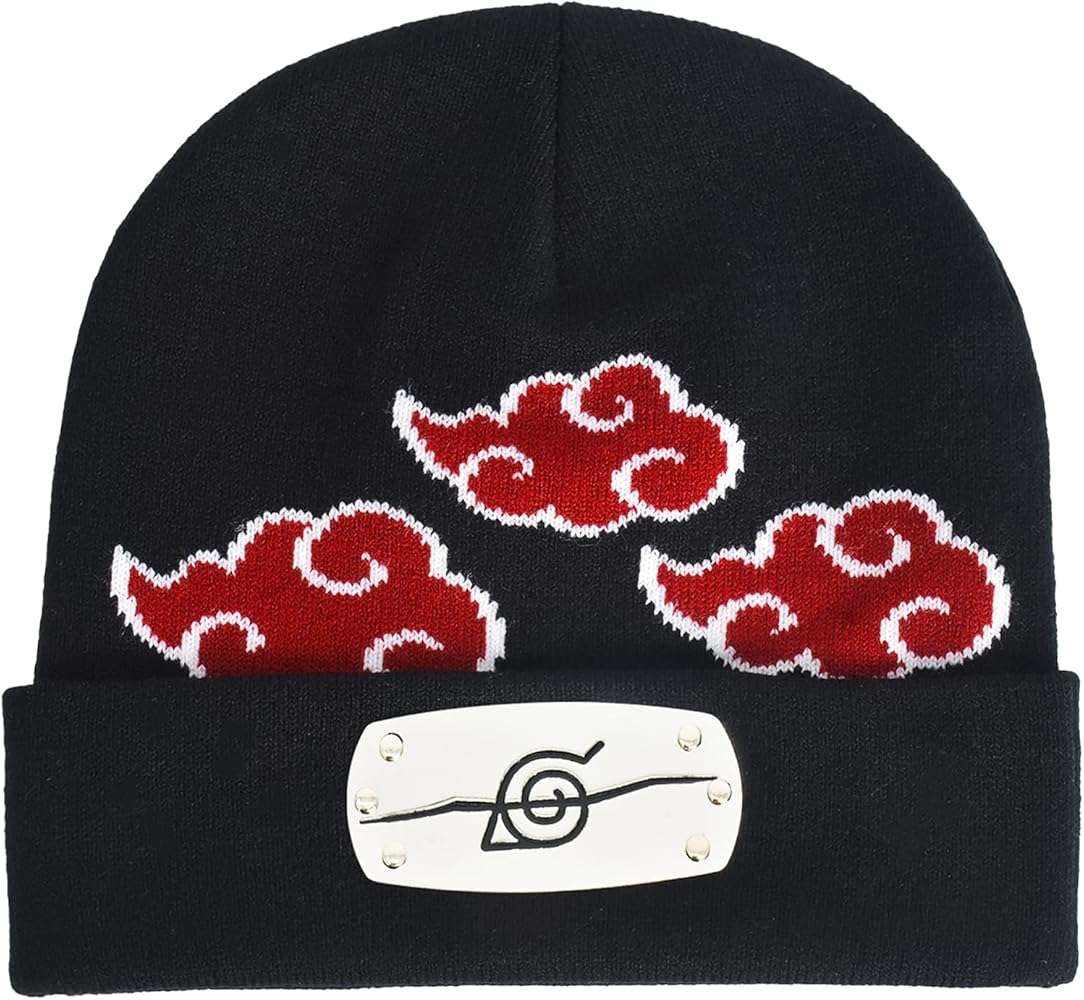 Concept One Naruto Beanie Hat, Akatsuki Cloud Winter Knit Cap with Cuff