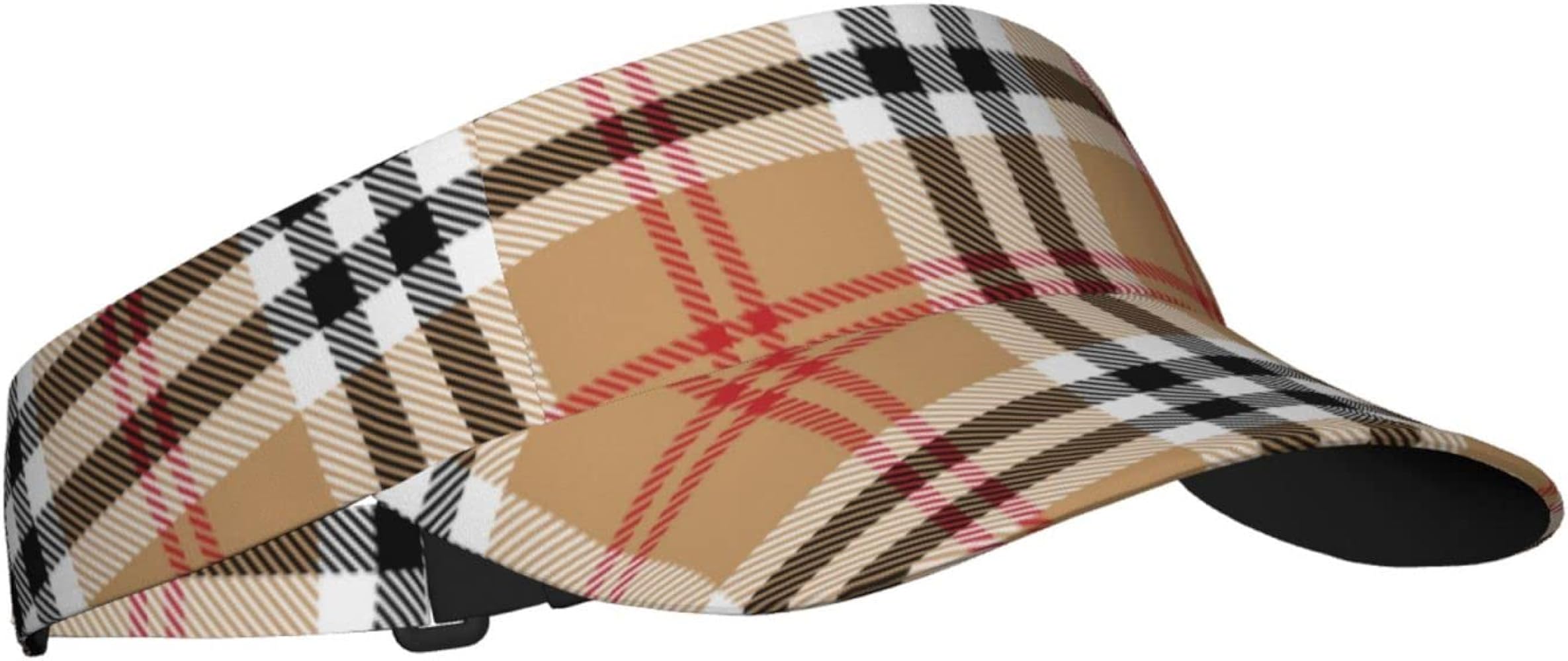 Classic Tartan Print Visor Cap Plaid Sun Hat for Women Men for Sport Beach Golf Running Hiking Adjustable Cap