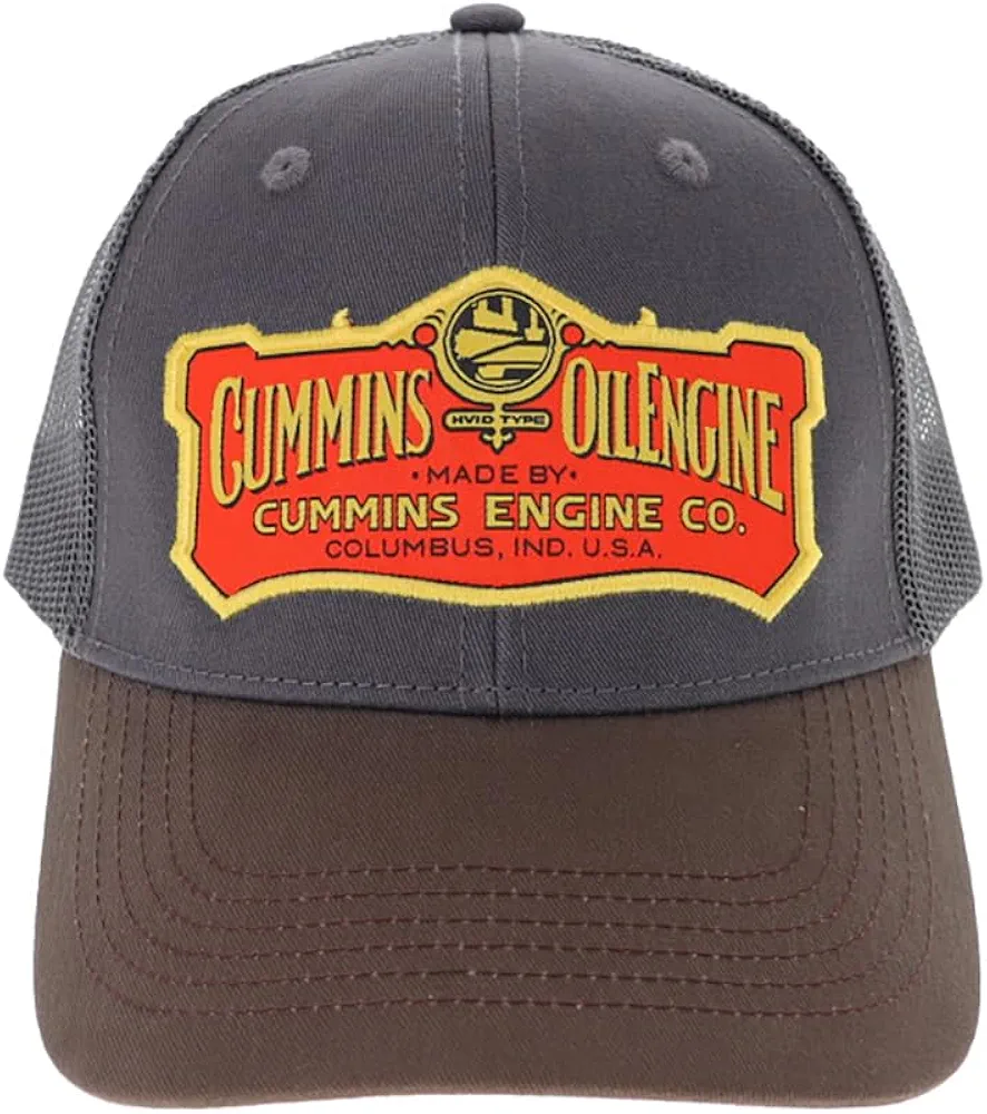 Cummins Hat Vintage Baseball Cap 1919 Logo Snapback Trucker Hats for Men Wome,Mesh Snapback Cap, Brown