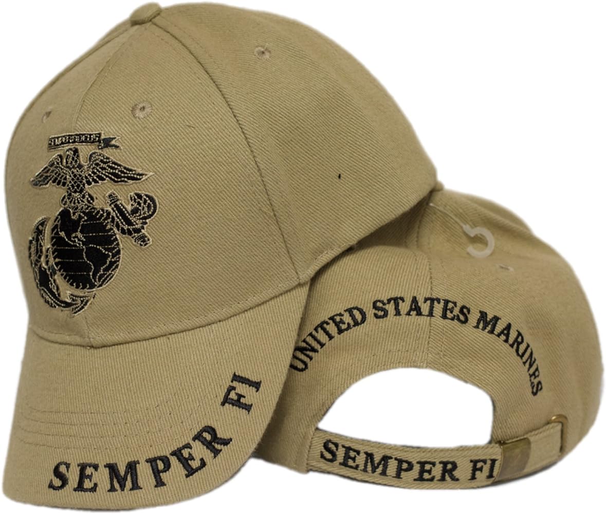 U.S Marine USMC Semper Fi Logo Eagle Embridered Cap Hat Beige