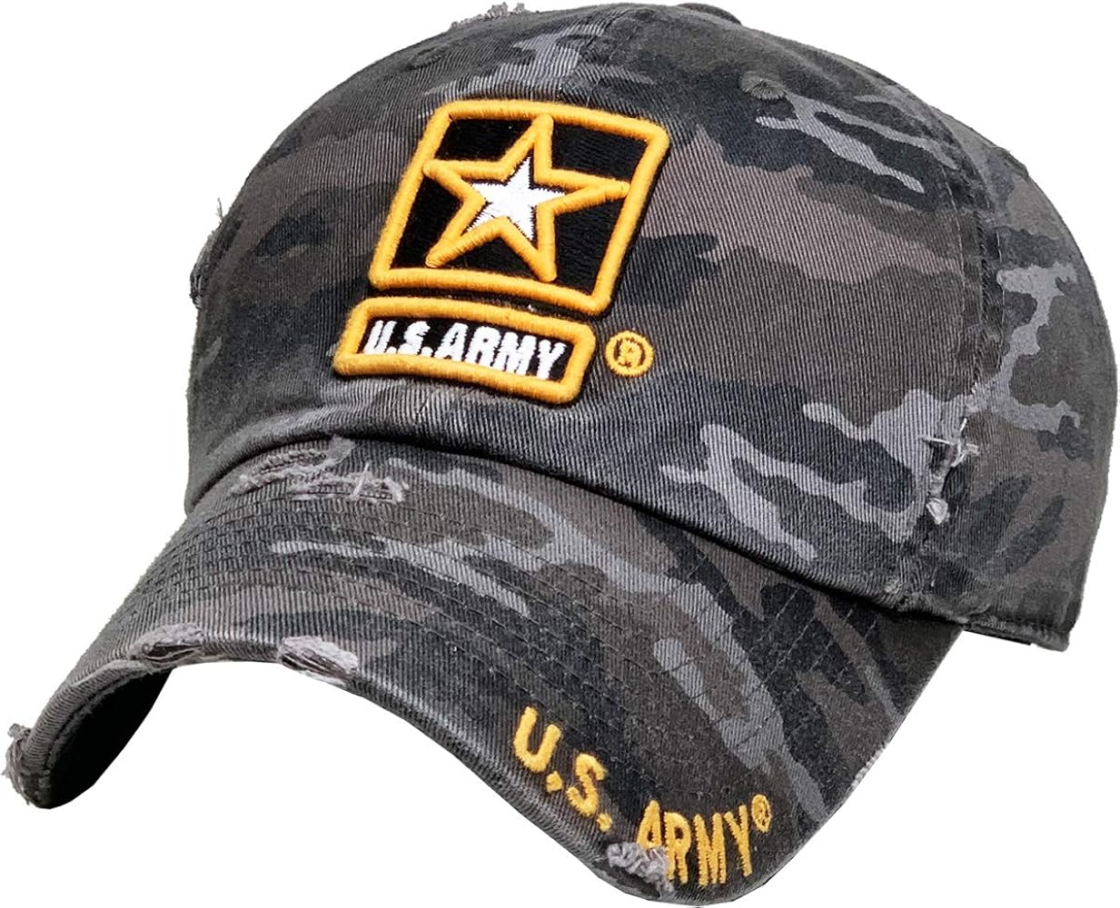 US Army Official Licensed Premium Quality Only Vintage Distressed Hat Veteran Military Star Baseball Cap