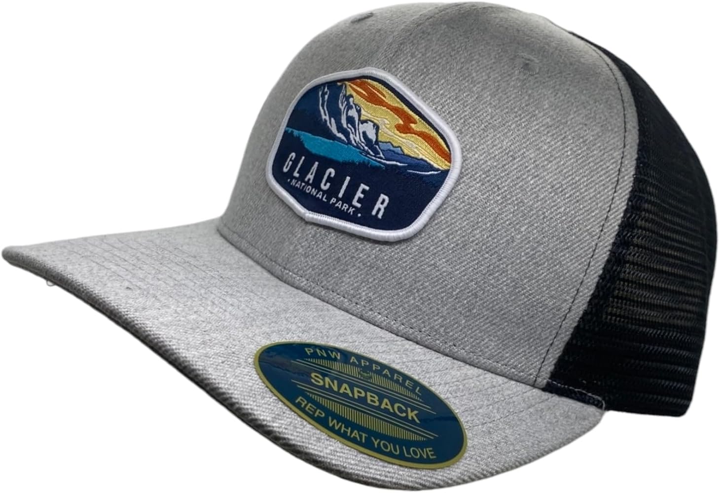 Glacier Trucker Hat w/National Park Woven Patch (Heather/Black)