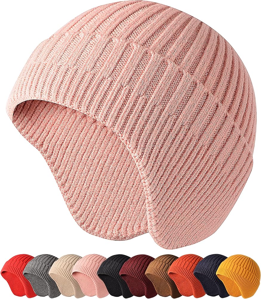 HiRui Knitted Beanie Hats Winter Hats Ear Covers for Men Women Kids Warm Slouchy