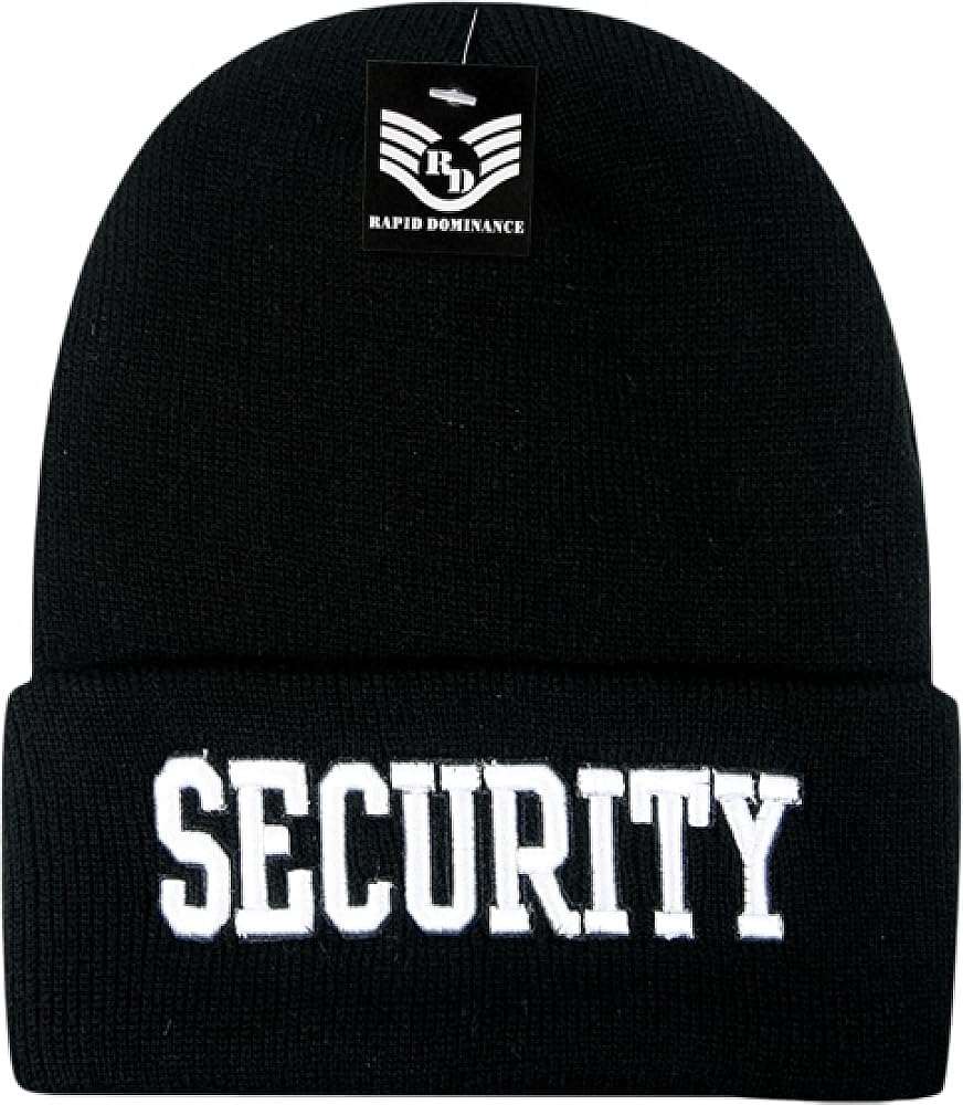 Rapiddominance Standard Pub/Safety Long Beanies,Security 2,Black, ONE Size