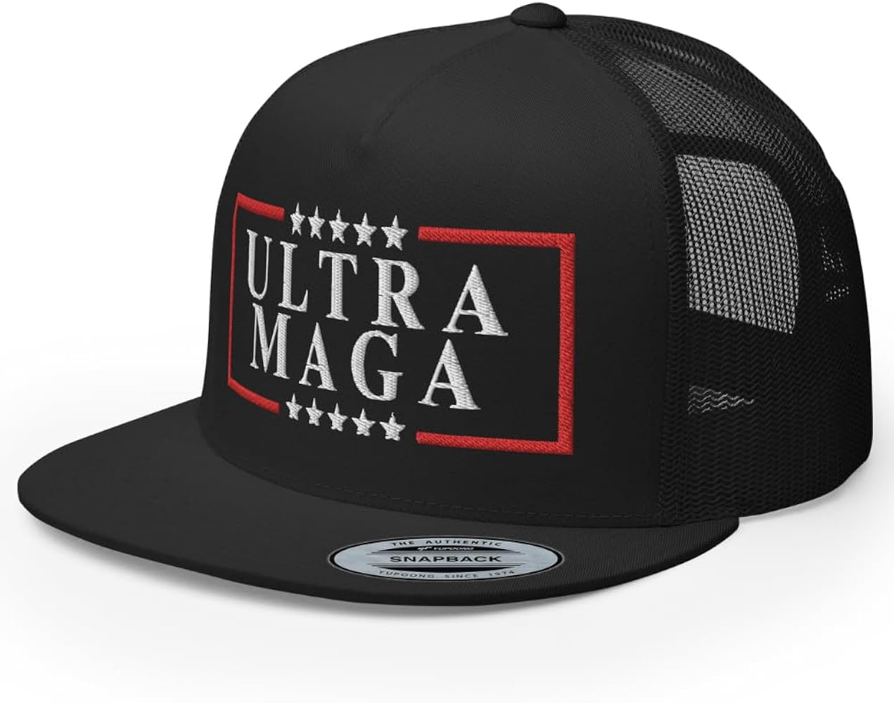 RC Ultra MAGA Embroidered Flat Bill Trucker Hat High Crown Adjustable Make America Great Again Trump Cap