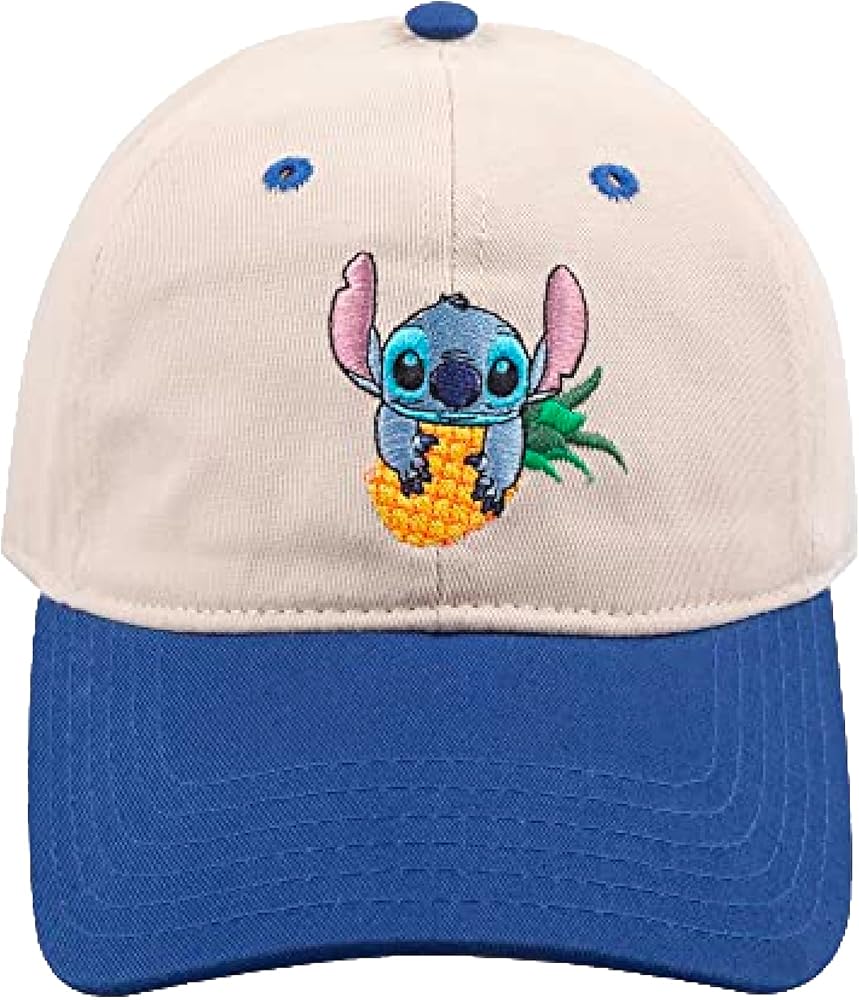 Concept One Disney Stitch Dad Hat, Adjustable Cotton Baseball Cap with Curved Brim