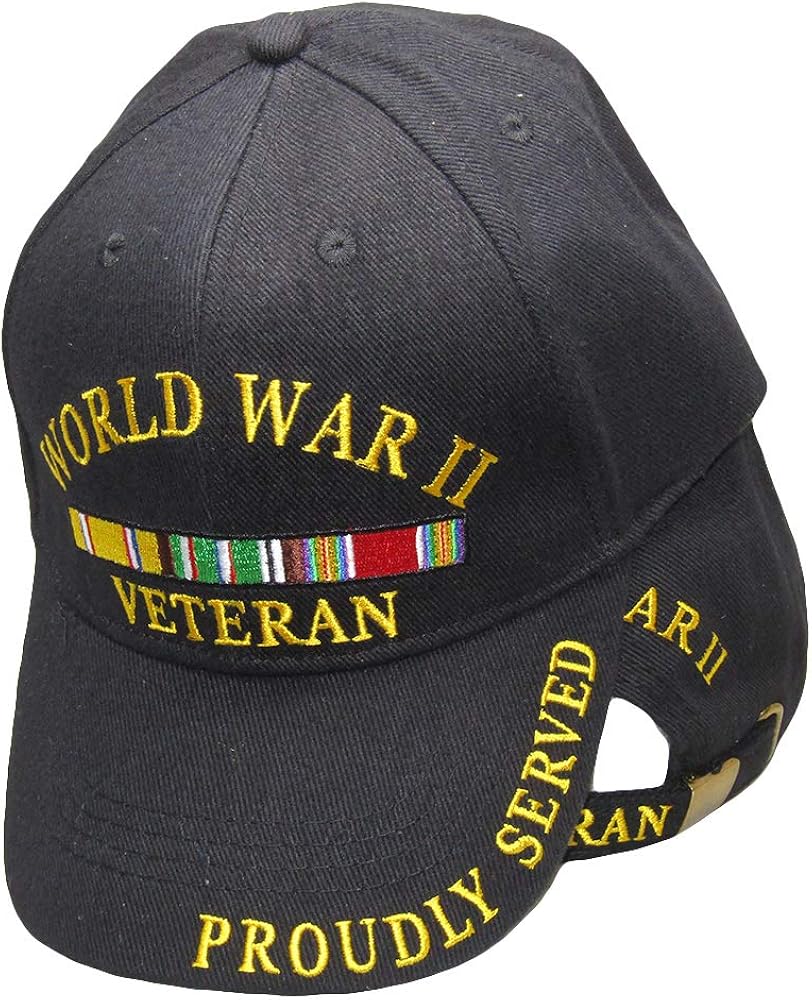 AES World War 2 II War Veteran Proudly Served Embroidered Hat Black Ball Cap EE 0595