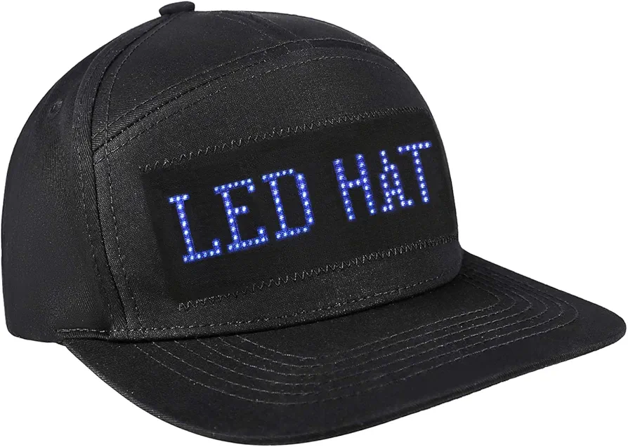 alavisxf xx LED Cap, Detachable LED Display Screen Smart Hat Adjustable Cool LED Baseball Cap for Party Christmas Halloween(Blue Light)