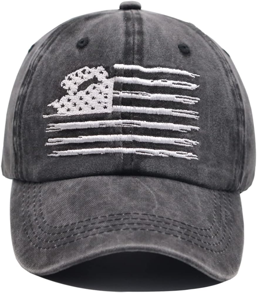 American Flag Trucker Hat, Adjustable USA Flag Car Baseball Cap Distressed Retro Washed for Men Women