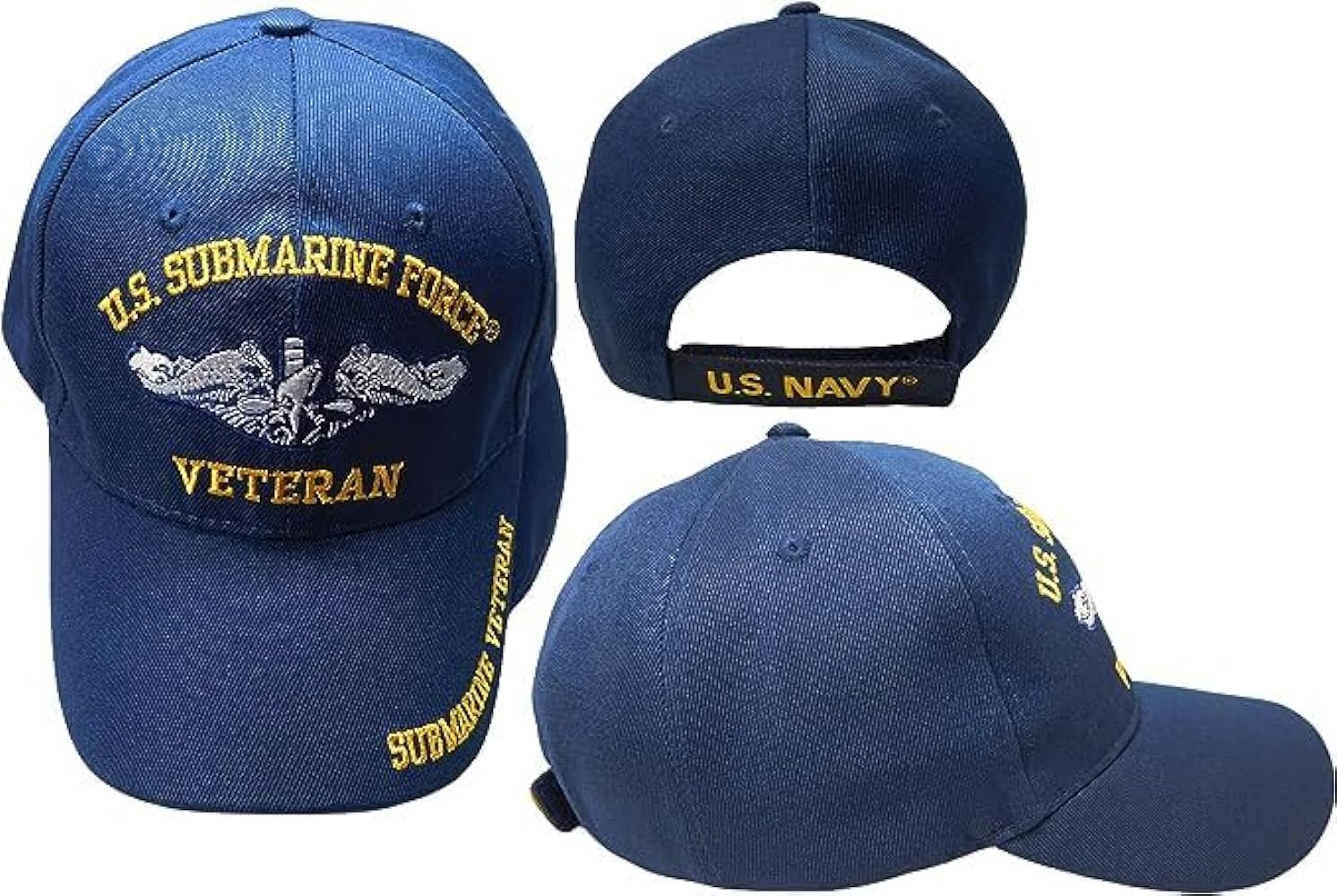 N/A.1 Ant Enterprises U.S. Navy Submarine Force Veteran Navy Blue Acrylic Adjustable Embroidered Baseball Hat Cap