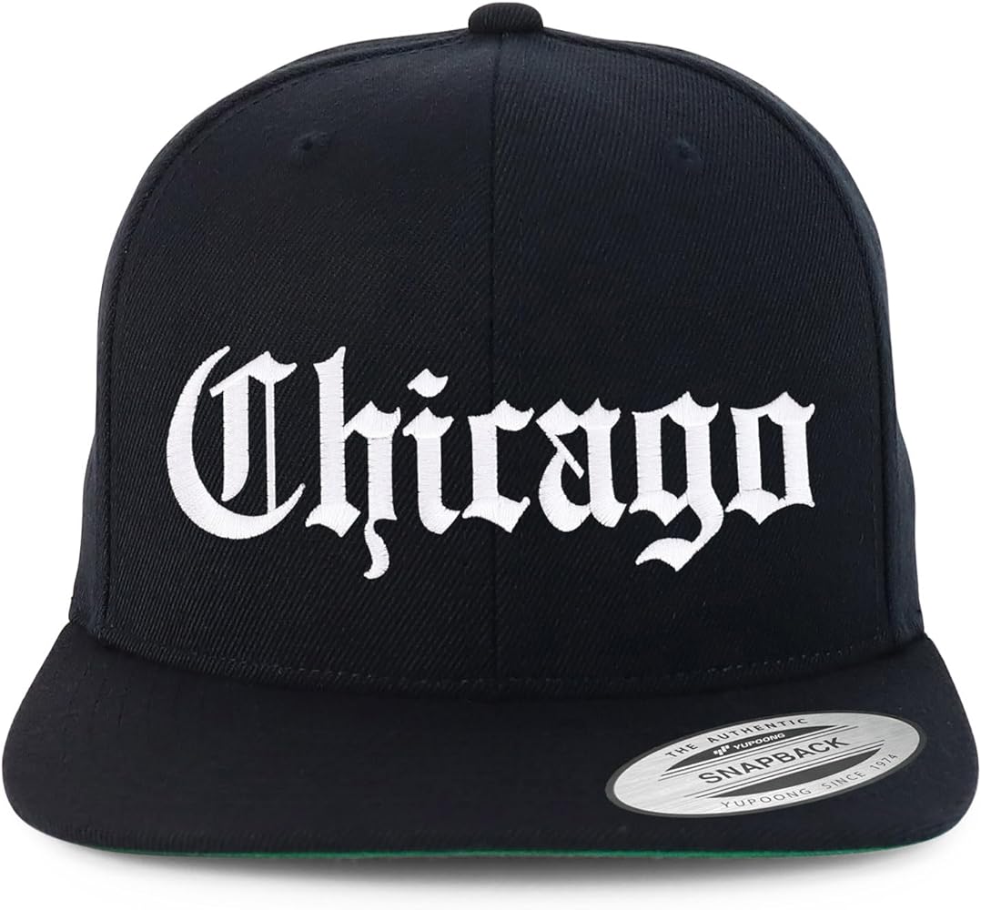 Trendy Apparel Shop Old English Font Chicago City Embroidered Flat Bill Cap