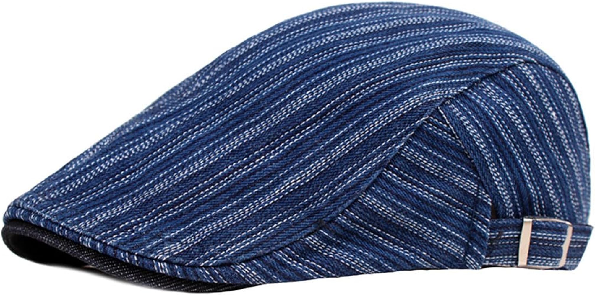 Unisex Vintage Striped Cap Denim Driving Cap