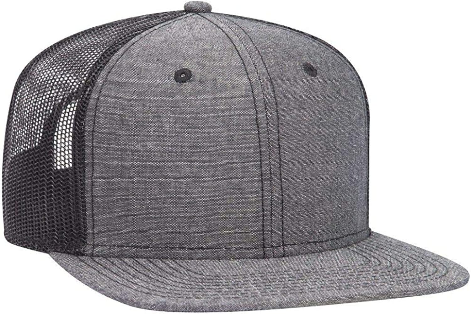 6 Panel Mid Profile Mesh Back Structured Trucker Adjustable Snapback Hat